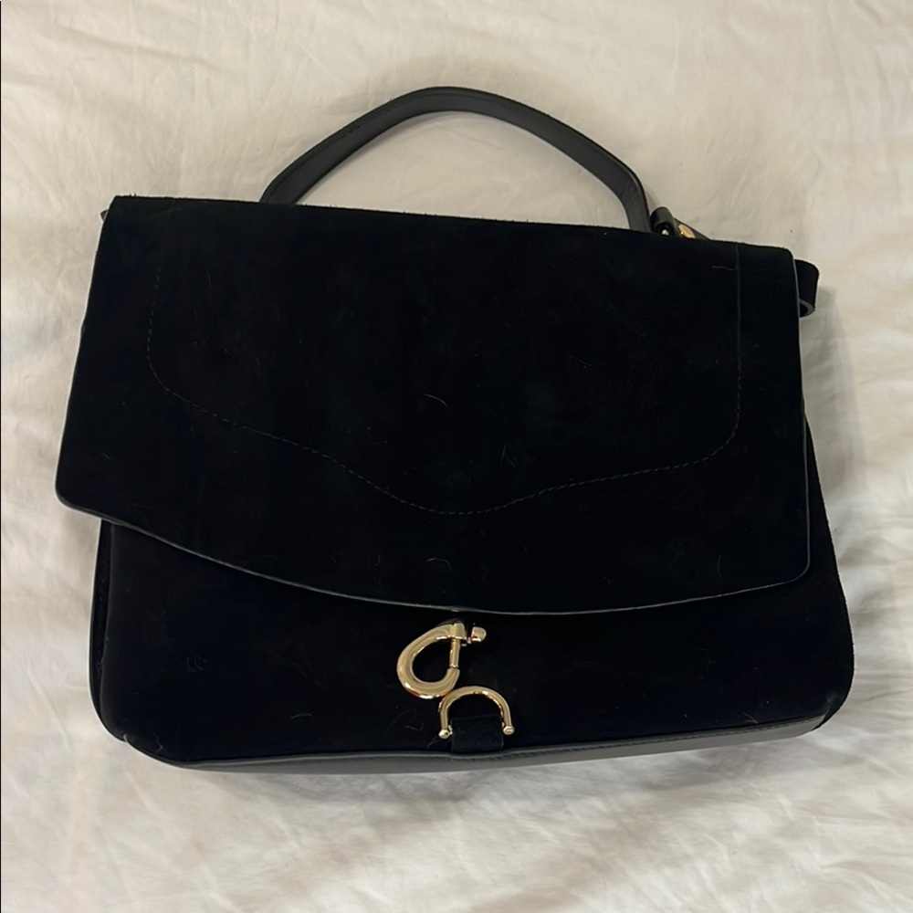 Chic Black Rebecca Minkoff Handbag with Gold Accents